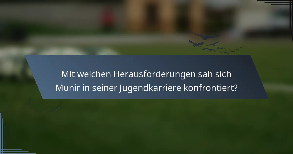 Mit welchen Herausforderungen sah sich Munir in seiner Jugendkarriere konfrontiert?