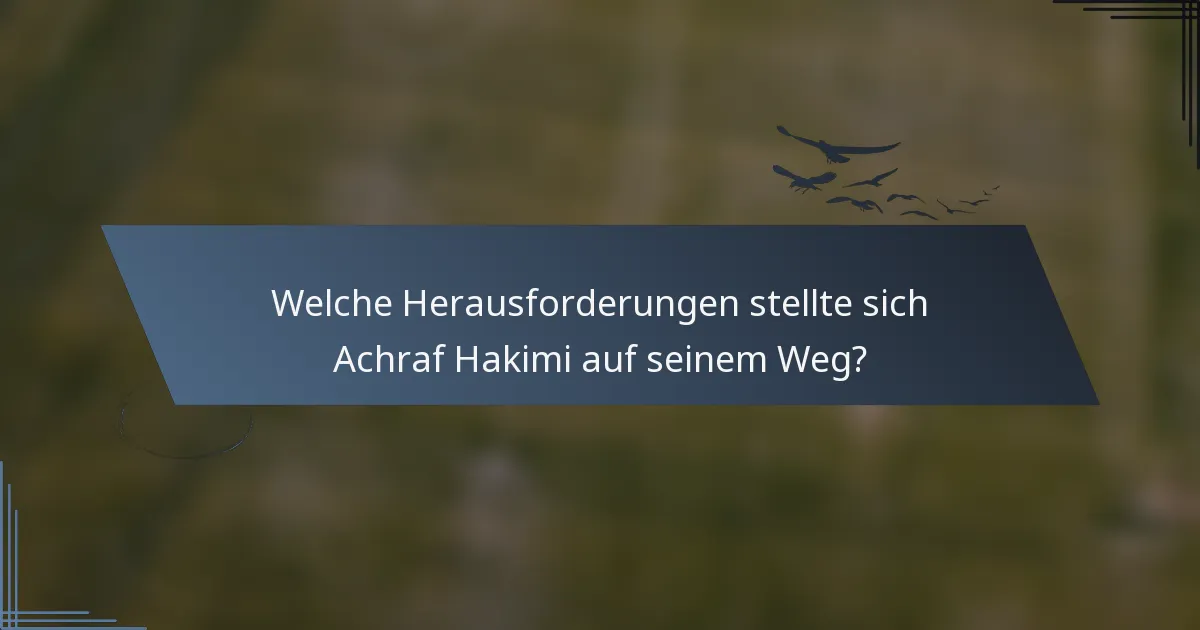 Welche Herausforderungen stellte sich Achraf Hakimi auf seinem Weg?