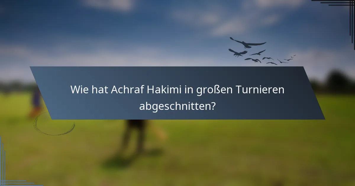 Wie hat Achraf Hakimi in großen Turnieren abgeschnitten?